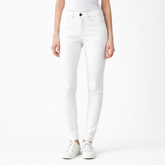 Flying Monkey Denim - Flying Monkey Moto Skinny White Jeans in Juniors Size 24